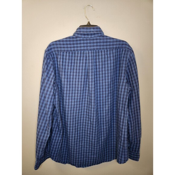 Ralph Lauren Shirt Mens L Blue Check Flannel Button Down Classic Fit Performance - Picture 3 of 6